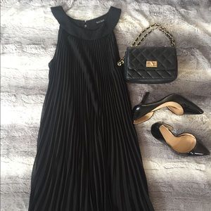 White House Black Market Pleated Black Dress